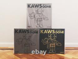 BNIB Kaws Gone Art Vinyl Figure Complete Set of 3 (Pink, Blue and Black) NGV