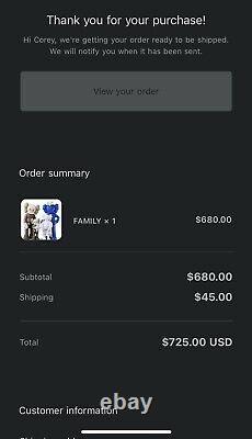 CONFIRMED ORDER KAWS FAMILY Figures Brown/Blue/White