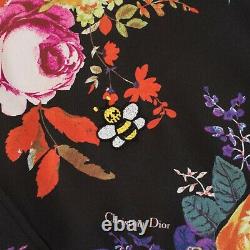 DIOR HOMME x KAWS 1150$ Shirt In Black Silk With'Bouquet De Fleurs Dior' Print