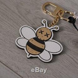 DIOR x KAWS 690$ Limited Edition Signature Bee Keyring In Brass & Leather