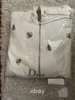 Dior X Kaws Bees White Full Zip Hooded Sweater Size Medium M