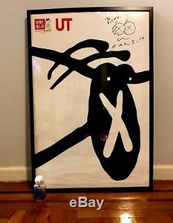 Framed Signed Kaws Peanuts Snoopy Uniqlo Poster Extremely Rare 2017 Hand Drawn