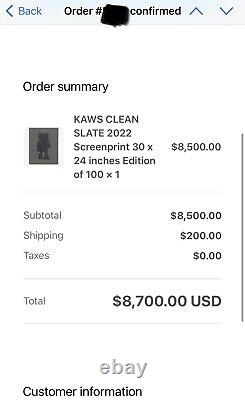 KAWS Limited Edition Clean Slate Print BELOW RETAIL