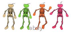 KAWS Skeleton Board Cutout Ornament Set of 4 Bone Green Orange Pink Brand New DS