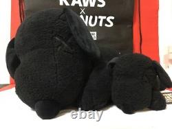 KAWS x UNIQLO 2017 Peanuts Snoopy Plush Toy BLACK Large & Small 2 Set with Bag