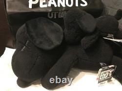 KAWS x UNIQLO 2017 Peanuts Snoopy Plush Toy BLACK Large + Small Set of 2 withbag