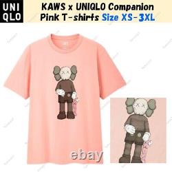 KAWS x UNIQLO Companion Pink T-shirts Tee Size JP XS-3XL New Auth