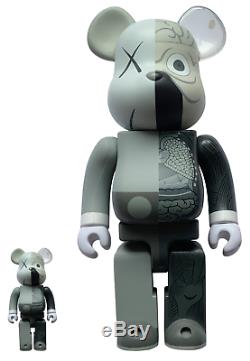 Kaws Medicom Toy Be@rbrick 400% & 100% Companion Bear Brick Grey Gray Authentic