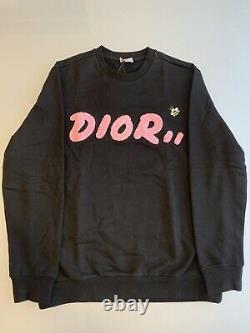 NEW Dior x KAWS Crewneck Sweatshirt Black Size Large