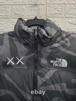 New The North Face Kaws Puffer Mountain Camo Full Zip Hooded Jacket Size Large