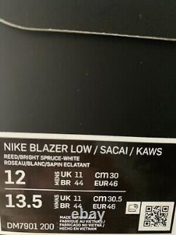 Nike Blazer Low Sacai Kaws Kawsone DM7901-200 Reed Beige Size 12 Limited Rare