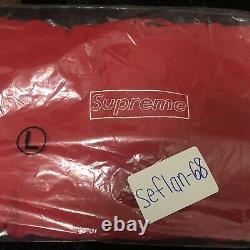 SUPREME KAWS Chalk Box Logo Red Large Hoodie Sweatshirt IN HAND SHIPS TODAY