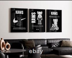 Set of 3 Nike Basketball Kaws Art pieces canvas wall home decor Portrait Gallery