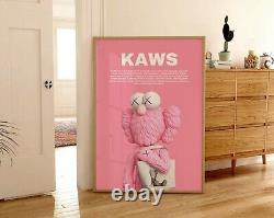 Set of 3 pink Kaws Art pieces canvas wall art home decor