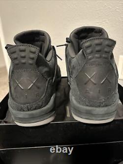 Size 10.5 Jordan 4 Retro x KAWS Black 2017 DS (tried on) Suede Stitched