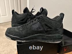 Size 10.5 Jordan 4 Retro x KAWS Black 2017 DS (tried on) Suede Stitched