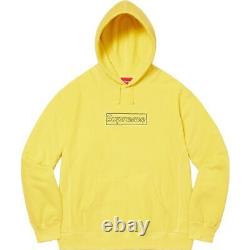Supreme KAWS Chalk Logo Hooded Sweatshirt Black/Pink/Yellow BRAND NEW