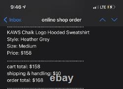 Supreme Kaws Chalk Box Logo Hoodie Size Medium Heather Grey Brand New In Hand