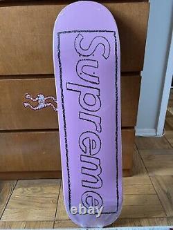 Supreme Kaws Chalk Logo Skateboard Deck Pink Ss21 Brand New